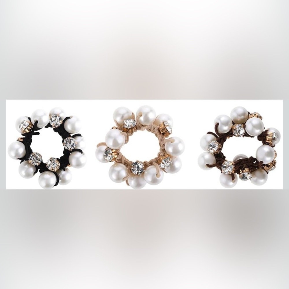 Elegant Pearl and Rhinestone Hair Ties